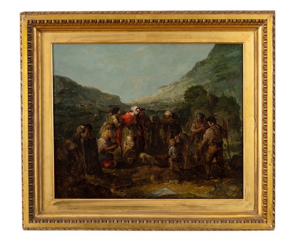 In Frame Daniel MacDonald (1820-1853) The Village Funeral – An Irish Family by a Graveside during the Great Famine Oil on canvas, 47.5 x 56cm (18¾ X 22”)