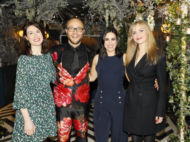 Aoife Gallagher, Boldijarre Koronczay, Lucy Kennedy and Rasa Levinaite at The Eminence Organic Skin Care Mixology Media Event which took place at the Iveagh Garden Hotel.photo Kieran Harnett  no repro fee