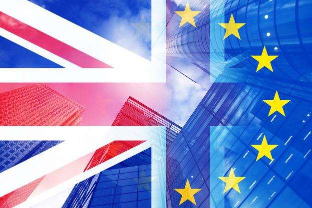 brexit concept – UK economy after Brexit deal – double exposure