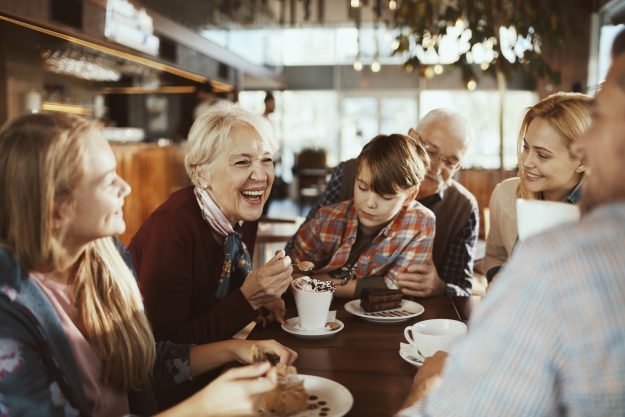 Multi Generational Family in a Cafe