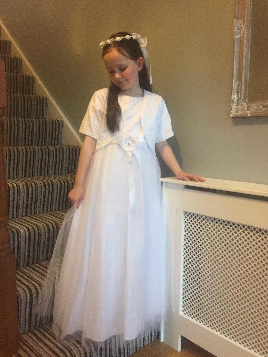 Ava wearing Sarah Communion dress