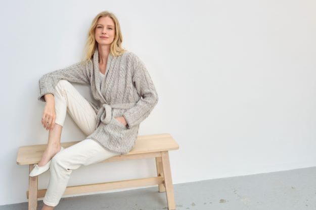 Shawl Aran Neck Cardigan – Oat €135.00 Web